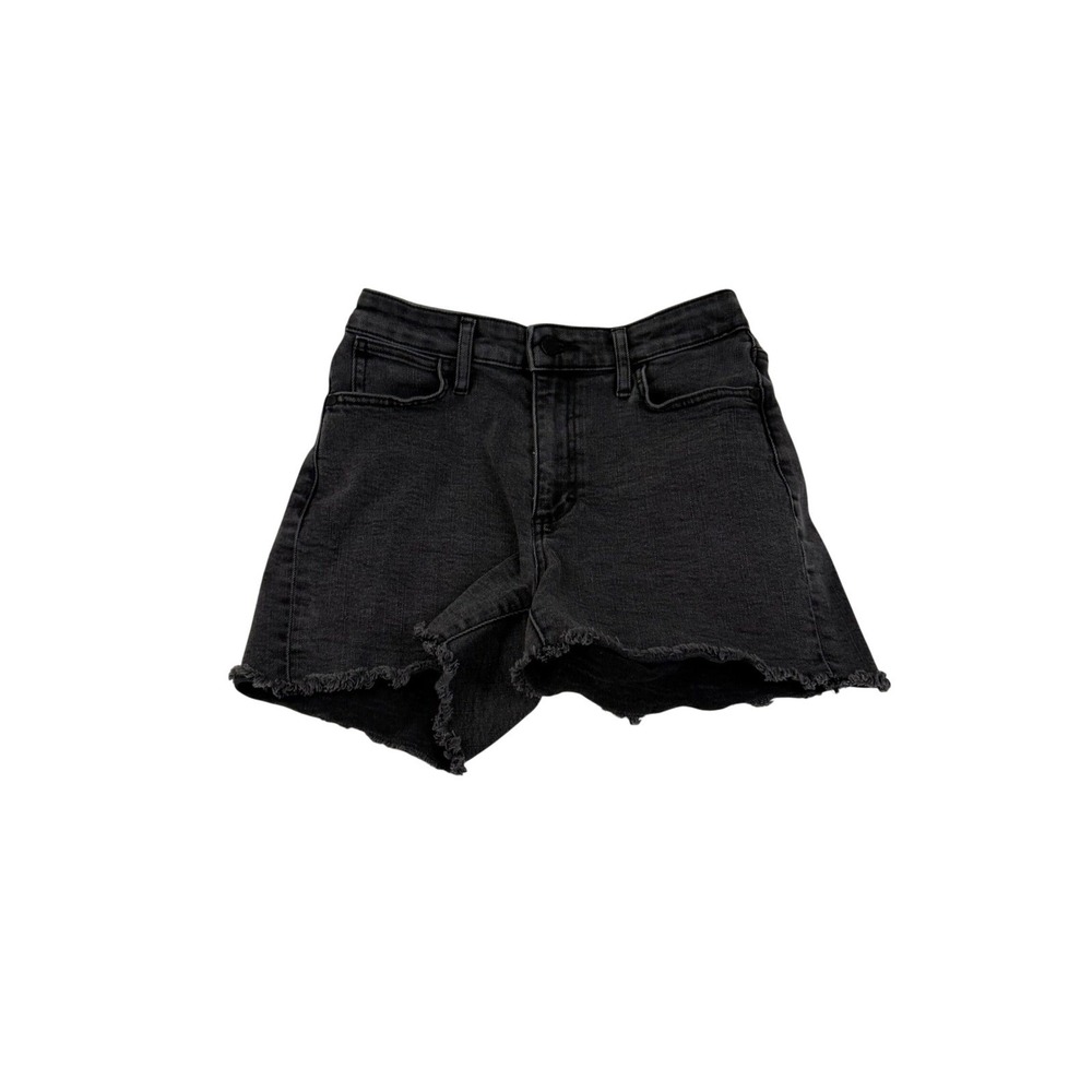 Jennifer Lopez Womens High Rise Denim Shorts Washed Black Raw Hem Size 2